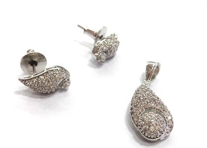 White Gold Plated | CZ Studded Pendant Sets